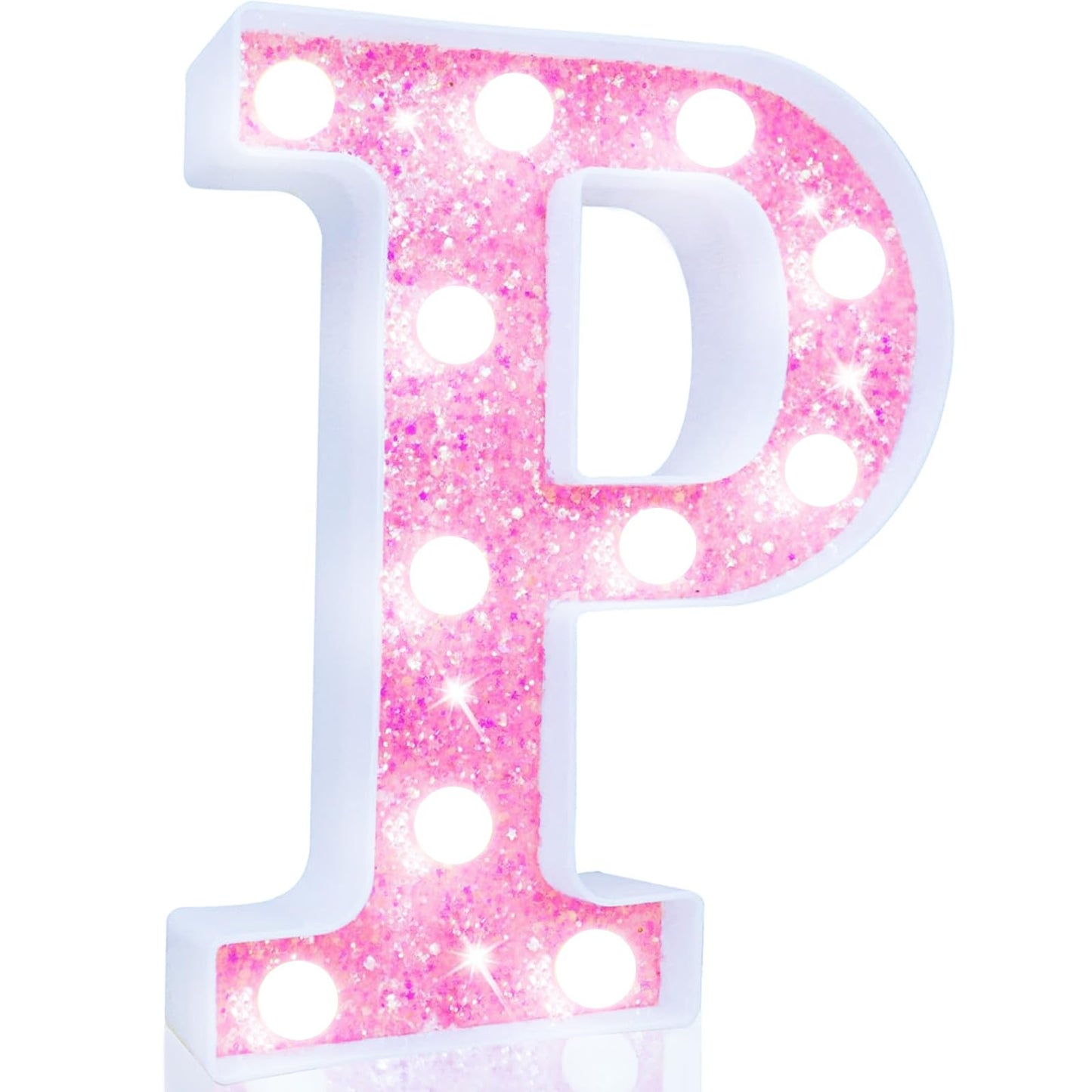 Pooqla Led Marquee Letter Lights  Light Up Letters Glitter Letter Sign Girls Gift  Battery Powered Night Light Pink Birthday Party Room Wedding Christmas Girls Bedroom Dorm Decoration  Cool White P