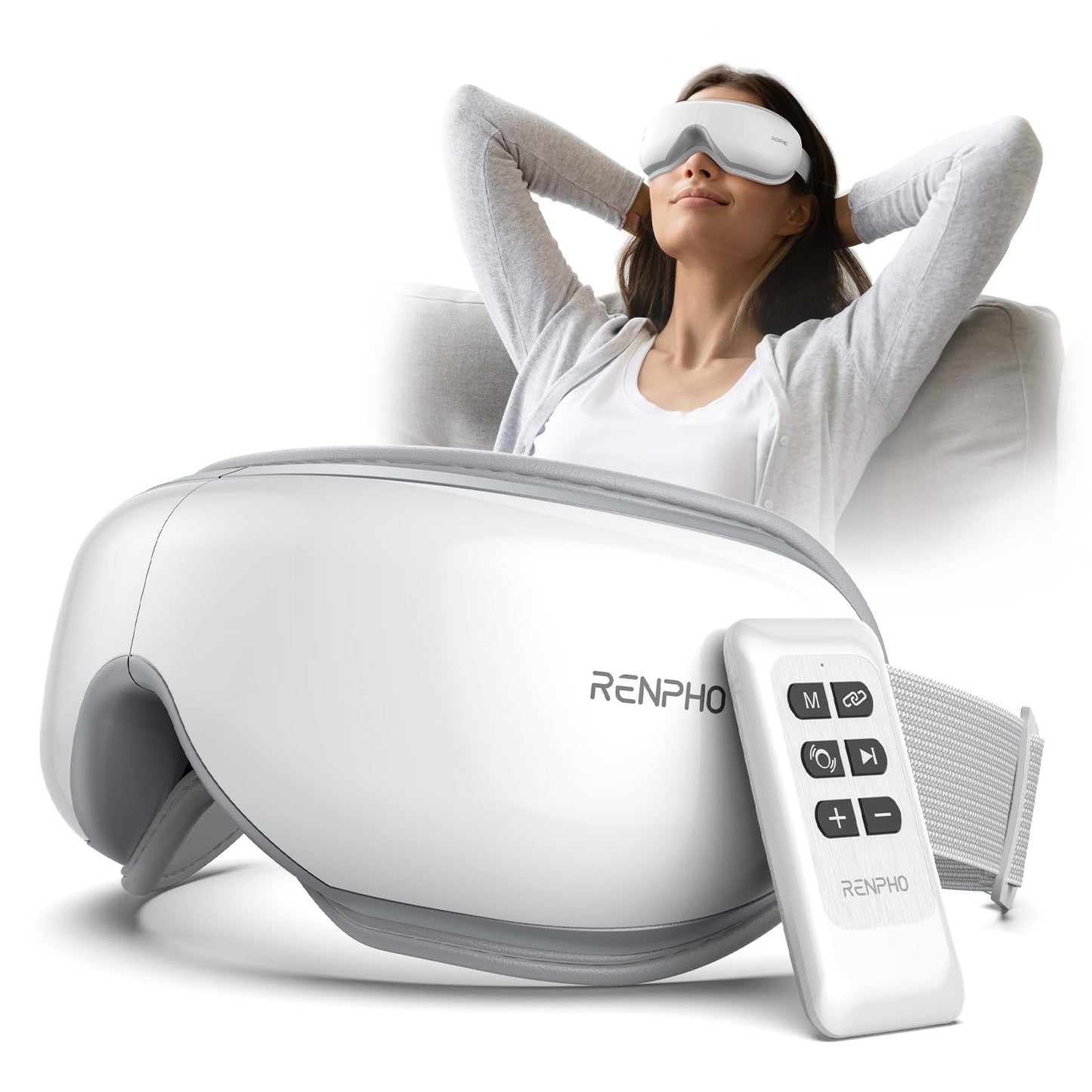 RENPHO Eye Massager with Heat, Birthday Valentines Day Gifts for Women Men Her Him, FSA Eligible HSA Sleep Mask with Remote Compression, Headache Massager Scalp for Migraine Relief Stye Eye Eyeris 1