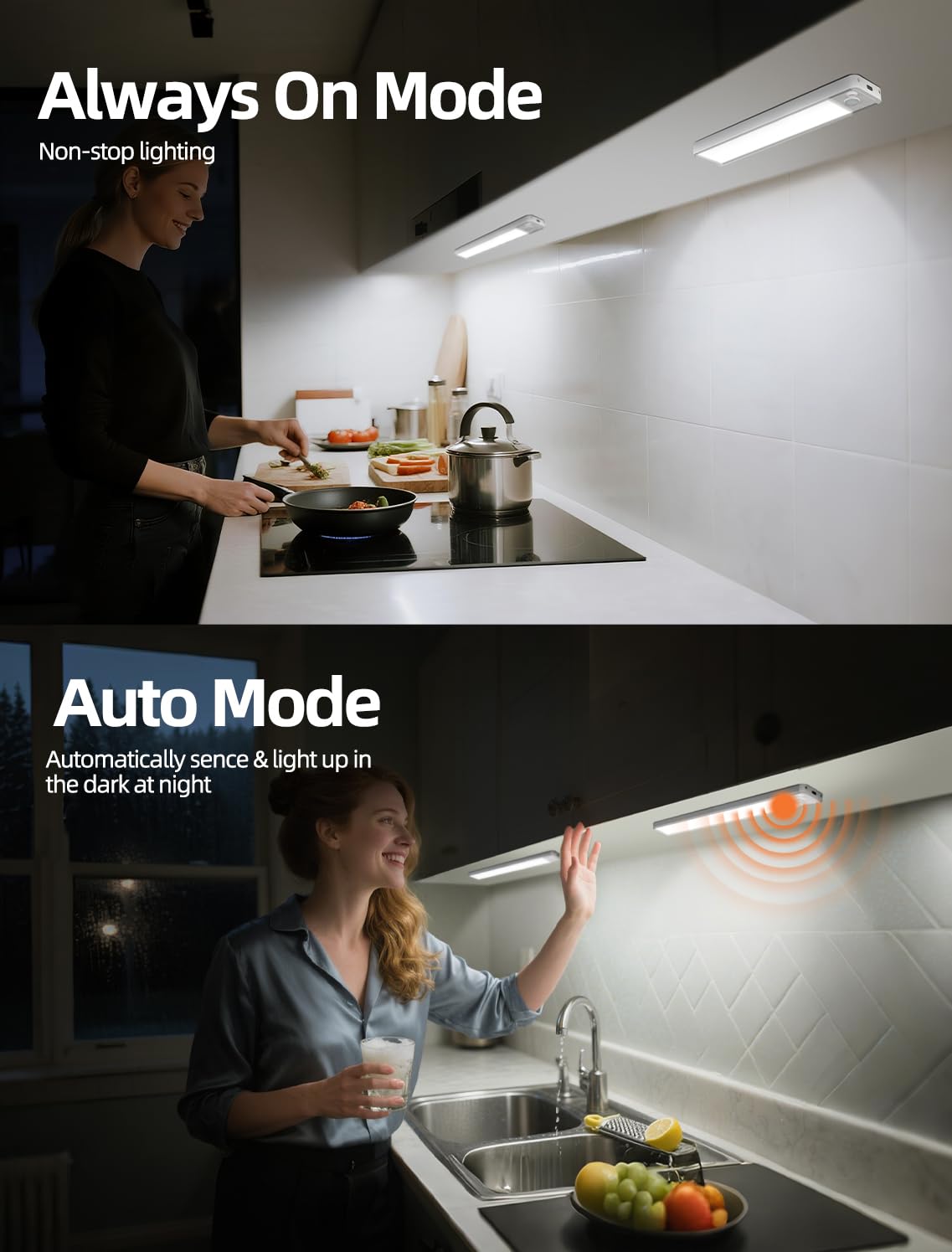 Under Cabinet Motion Sensor Lighting: 12 Inch Dimmable Rechargeable Lights Indoor - Battery Operated Lights - Undercabinet Closet Light Magnetic Led Light For Kitchen Home Bathroom Counter 5 Pack
