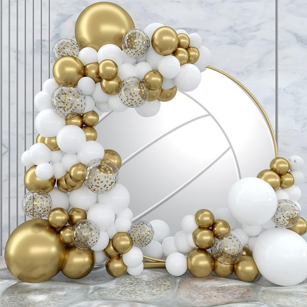 Leyiyi 6x6ft Abstract White Volleyball Round Backdrop Cover Polyester Outdoor Sports Themed Photography Background Volleyball Party Photo Backdrop Boys Girls Birthday Party Deecorations Banner
