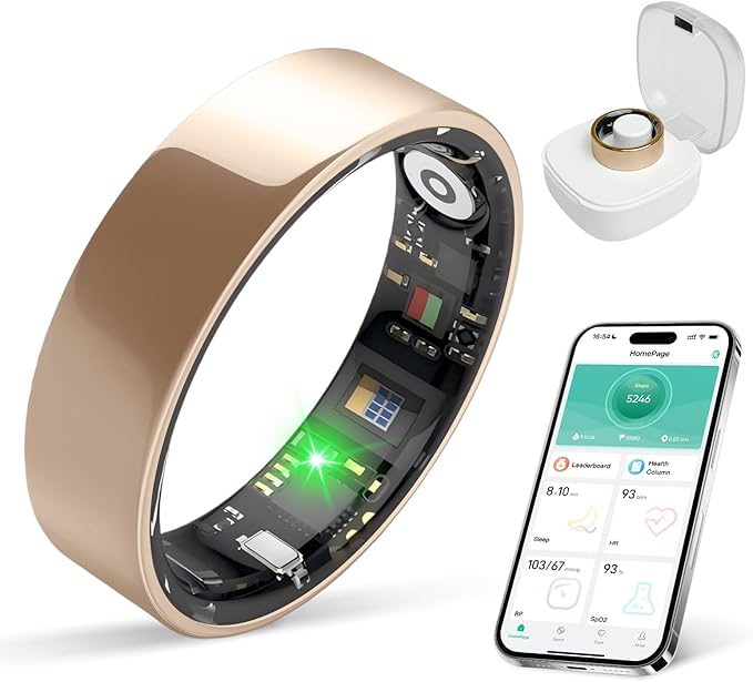 BIEMHA Smart Ring with Sleep Monitoring, 10-Day Battery Life, Stress/Heart Rate/Women's Health Tracker,No APP Subscriptio...