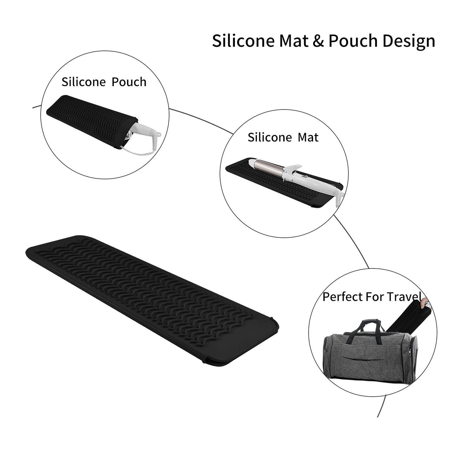 EIOKIT Heat Resistant Travel Mat Pouch for Hair Straighteners,Crimping Irons,Curling Wands,Flat Irons and Styling Tools