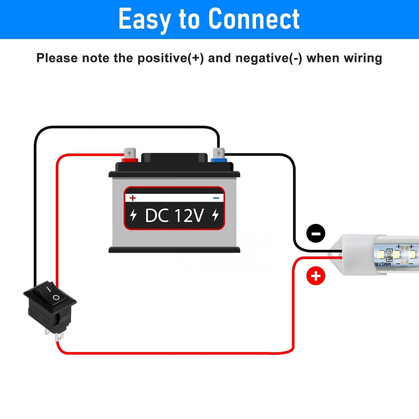 Linkstyle LED Light Bar, 12V 48 LEDs, 6500K White, Aluminum, DIY Switch, Model A167130-L002794203FBA, 4 PCS