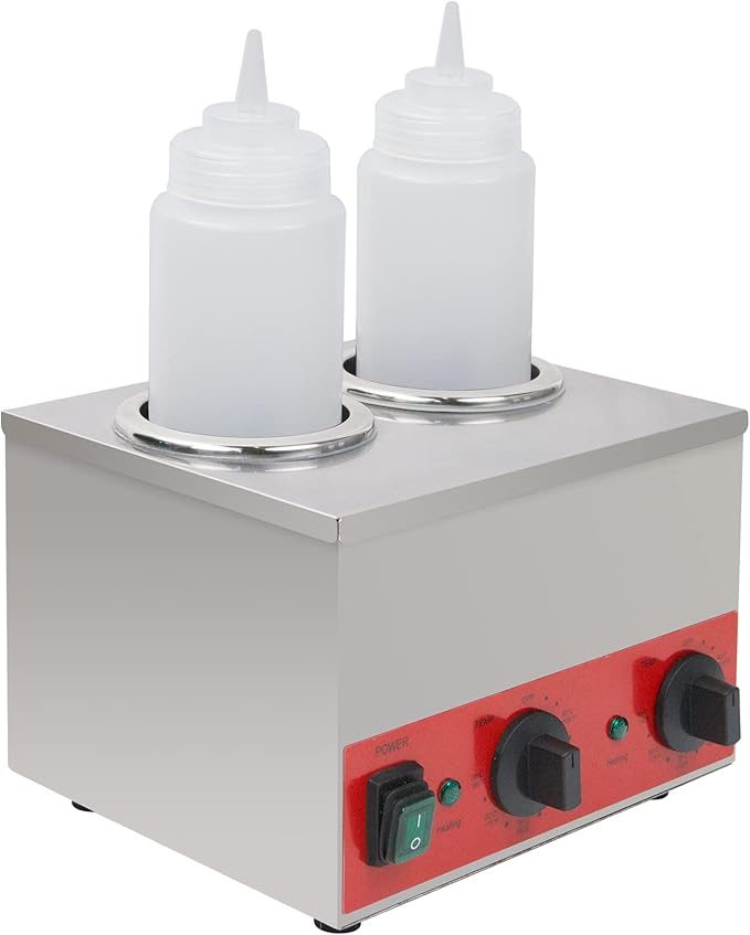 Hakka Sauce Bottle Warmer, Electric Squeeze Bottle Warmer Commercial Nacho Cheese Double Dispenser Warmer, Jam Chocolate Butter Preservation Machine 105-195℉, 110V (2 Grids)
