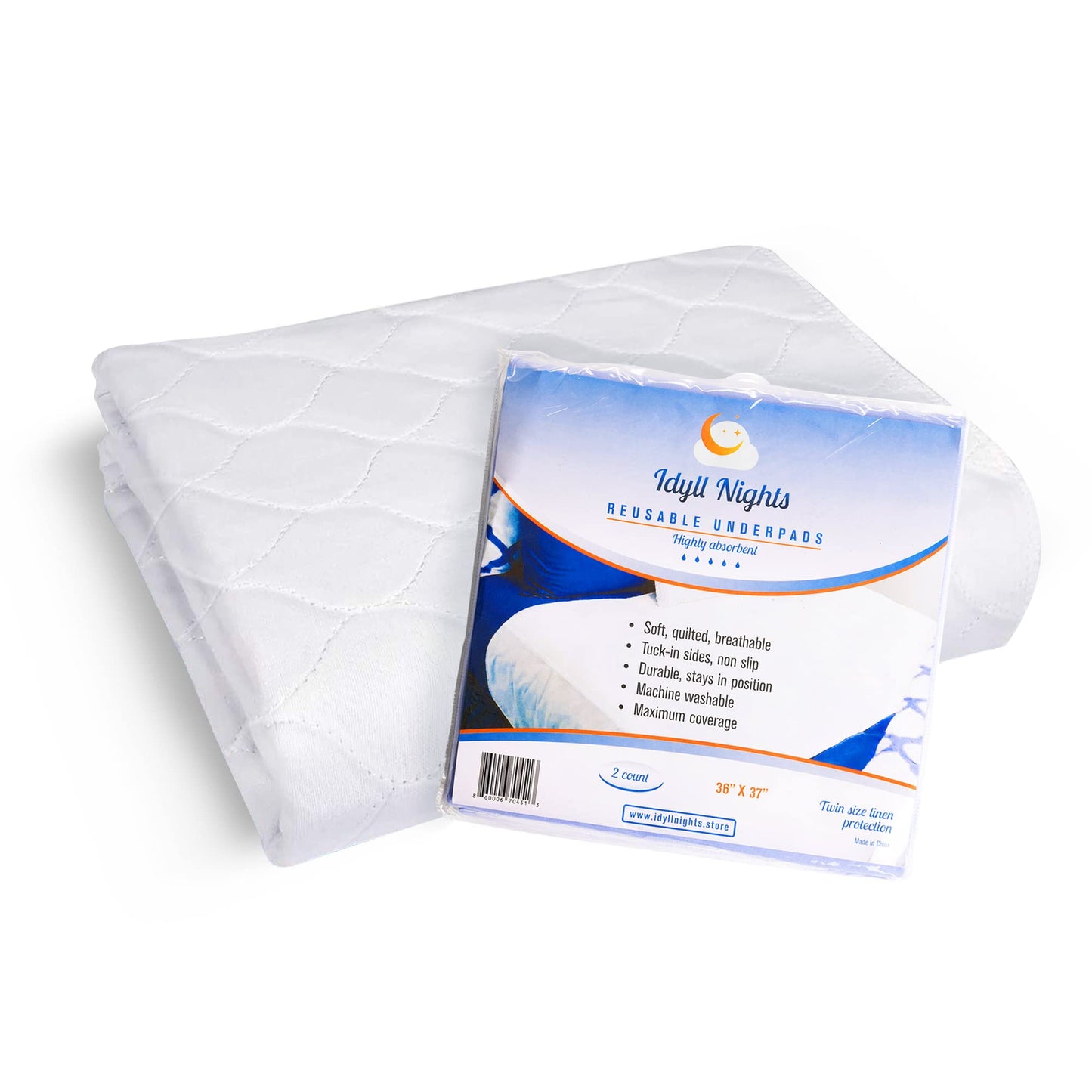 Washable Incontinence Bed Pads 36x37 (2 Pack) – Soft, Absorbent & Waterproof Mattress Protector with Tuck-in Sides – Reusable Twin Pads for Kids, Adults, Seniors & Hospital Beds
