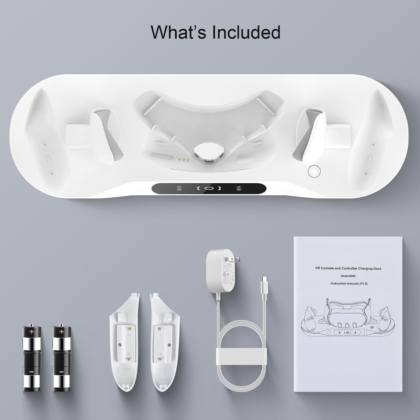 Dxldfks Auto-Clamping Charging Dock for Meta Quest 3 and Accessories Controllers