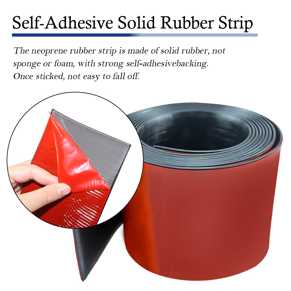 Neoprene Rubber Strips Self Adhesive Solid Rubber Sheets, Rolls & Strips for DIY Gaskets Crafts Pads Seals Warehouse Flooring Neoprene Sheet with Adhesive Backing (4" Wide x 1/8" Thick x 40' Long)
