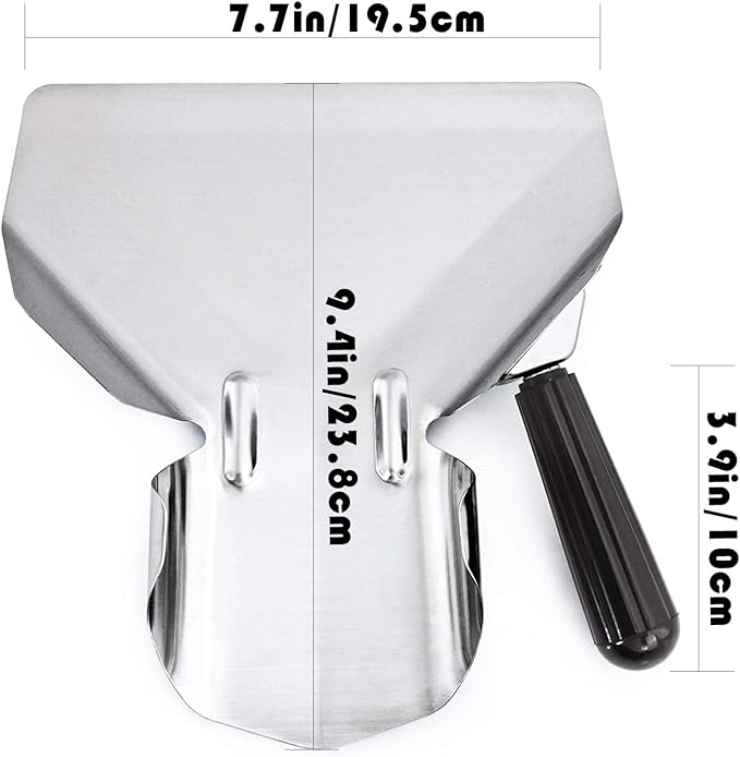 Stainless Steel French Fry Bagger Scoop Chip Popcorn Bagger Ice Candy Snacks Desserts Scooper, Right Handle
