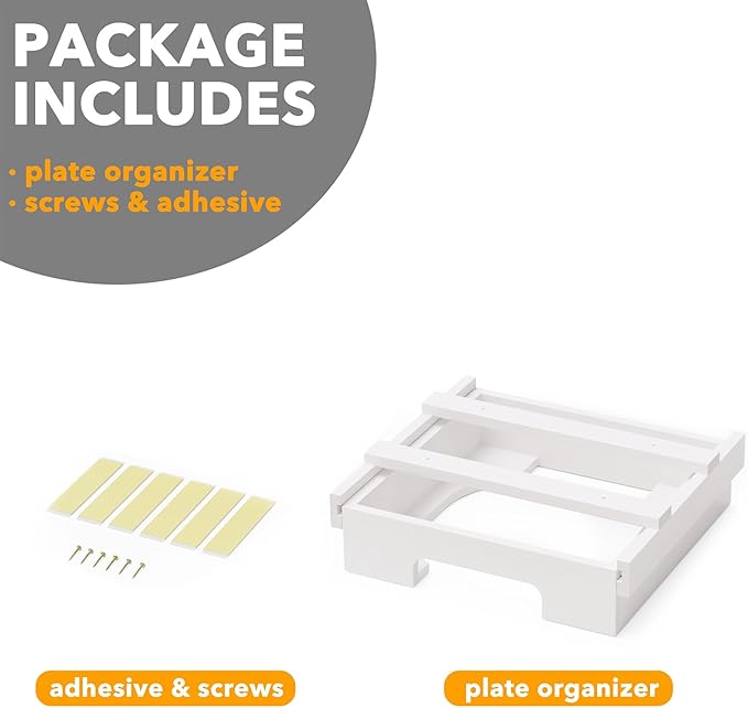 SpaceAid 10-inch Paper Plate Dispenser (Need 11.3 Inches Deep Cabinet Space) Under Cabinet Bamboo Plates Holder, Kitchen Vertical Dipensers Caddy, White