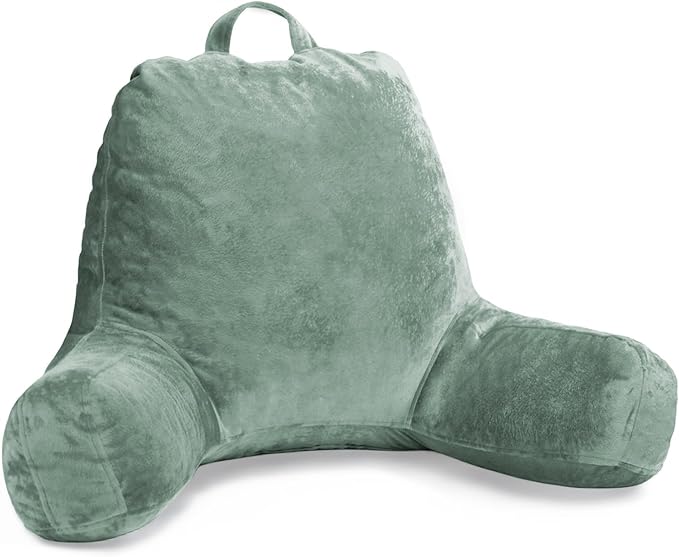 Sasttie Reading Pillow for Sitting in Bed Adult, Velvet Back Pillow for Bed Sitting Up, Backrest Back Support Chair Pillow, College Dorm Essentials for Girls and Boys, Sage