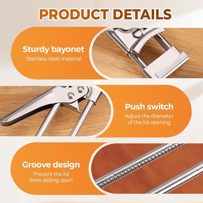 Adjustable Stainless Steel Jar Opener, 2026 New Metal Jar Opener for Canning Lids, Multifunctional Can Bottle Jar Lid Opener for Seniors (2PCS)