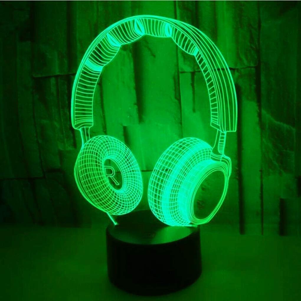 AZIMOM 3D Illusion Lamp - Multicolor Night Light with Smart Touch Sensor & Remote Control, Headset Size, Model 1