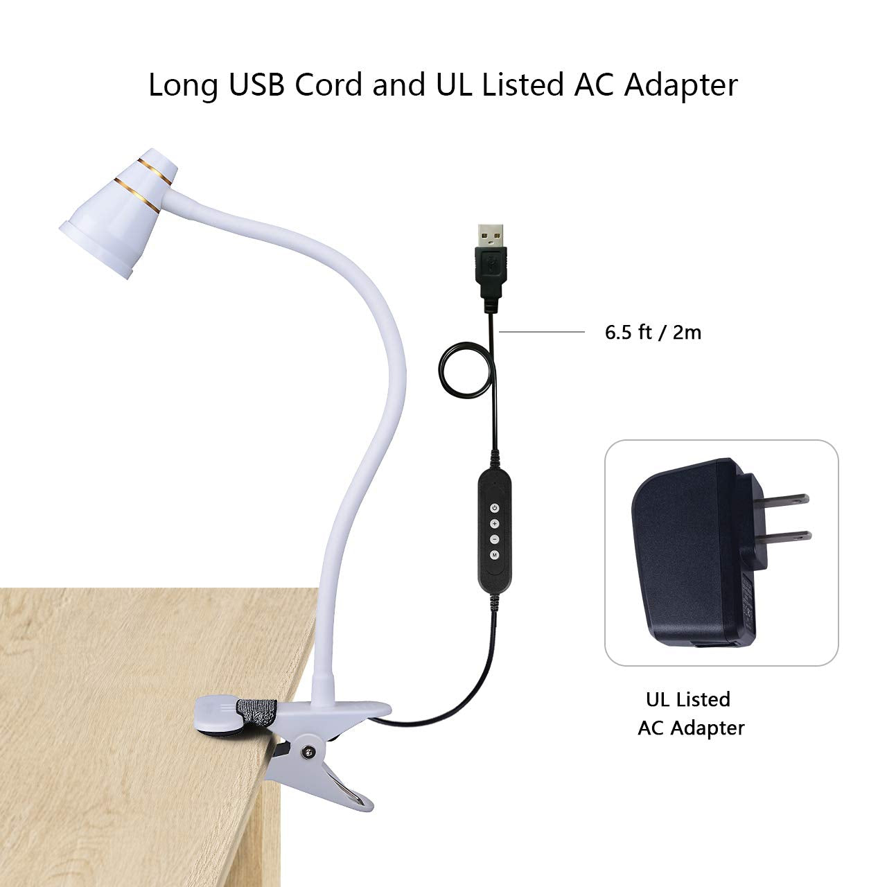 Cesunlight Led Clip Desk Lamp - Adjustable 3000K-6500K, Milky White, Model A9-White-Us, Strong Clamp For Bed Reading