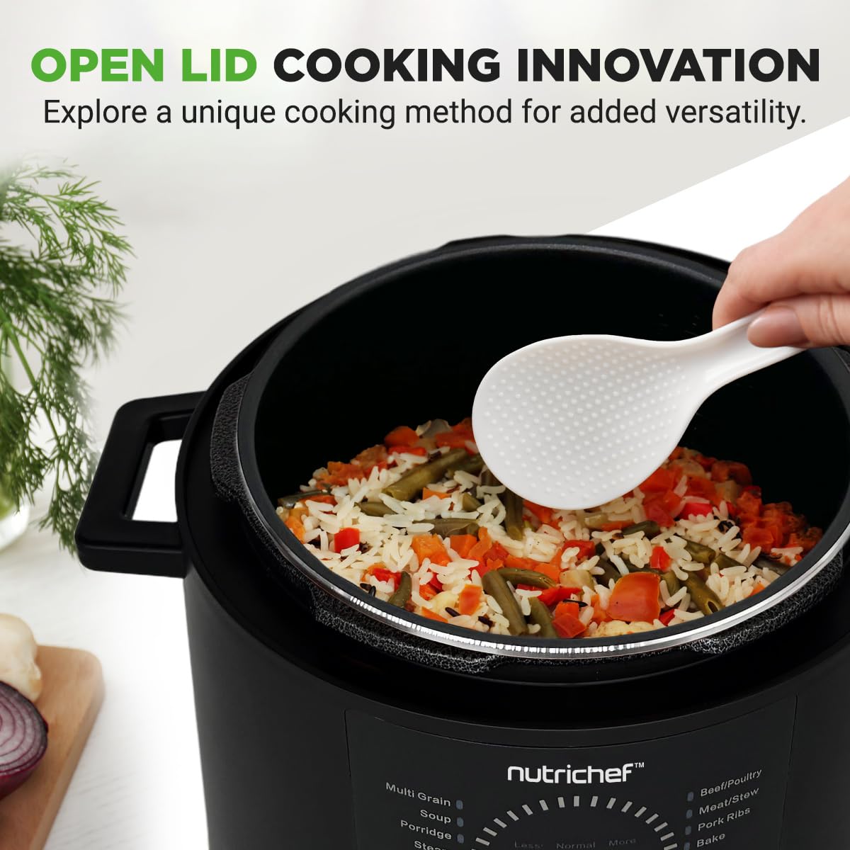 Nutrichef Electric Pressure Cooker 6 Quart Capacity | 9 Function Digital Countertop Pressure Cooker | Adjustable Time & Temperat