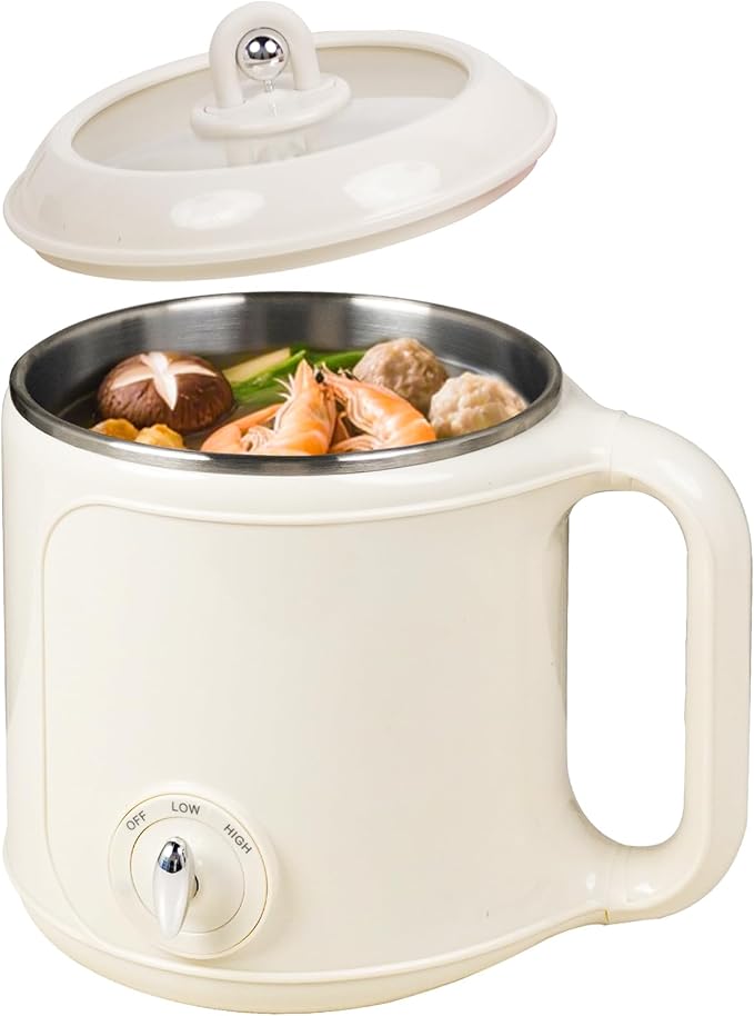 Hot Pot Electric, 2.0L Multifunctional Stainless Steel Electric Pot, Portable, Dual Power Adjustment for Dorm, Office, Travel