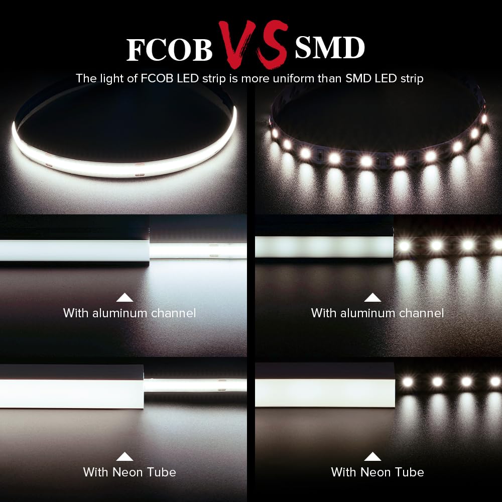 BTF-LIGHTING LED Strip Light 8W/m Dimmable 16.4FT DC24V Natural White 4000K Model F0B5M24V504LNWW30