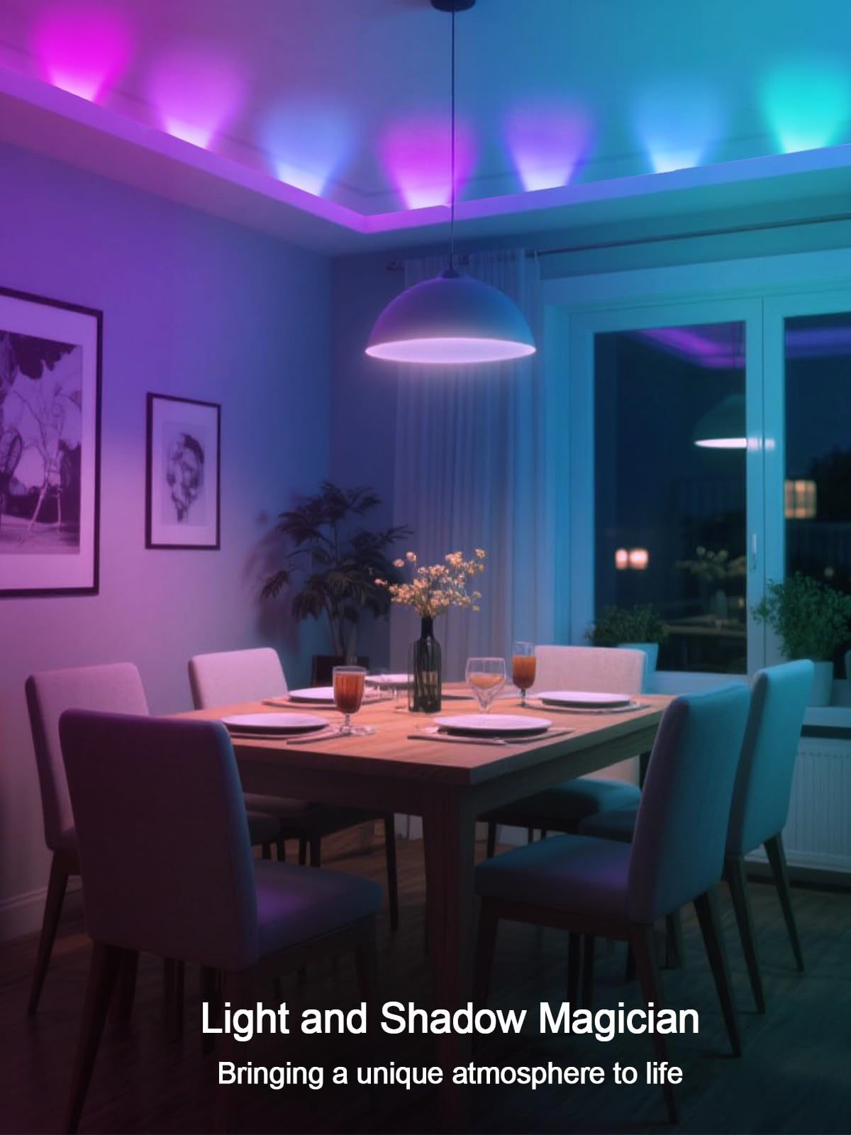 Tyute LED Strip Lights for 35-55in TV, 9.8ft RGB Color Changing Backlight, Music Sync, Remote Control, Plastic, Model T-DSTJD-3M