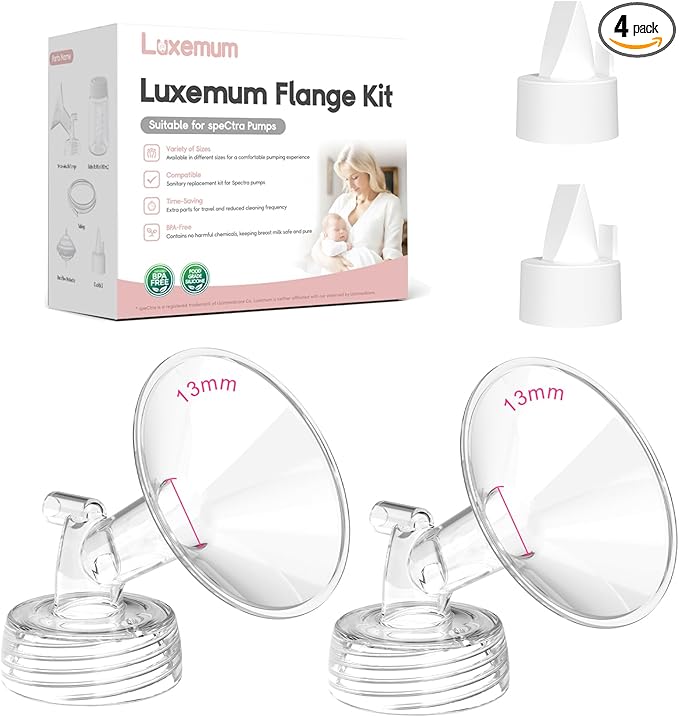 Breast Pump Parts for Spectra S1/S2/13 Plus, Not Original Accessories, Spectra Flange Inserts Replacement Include 13mm Flange&Duckbill Valve