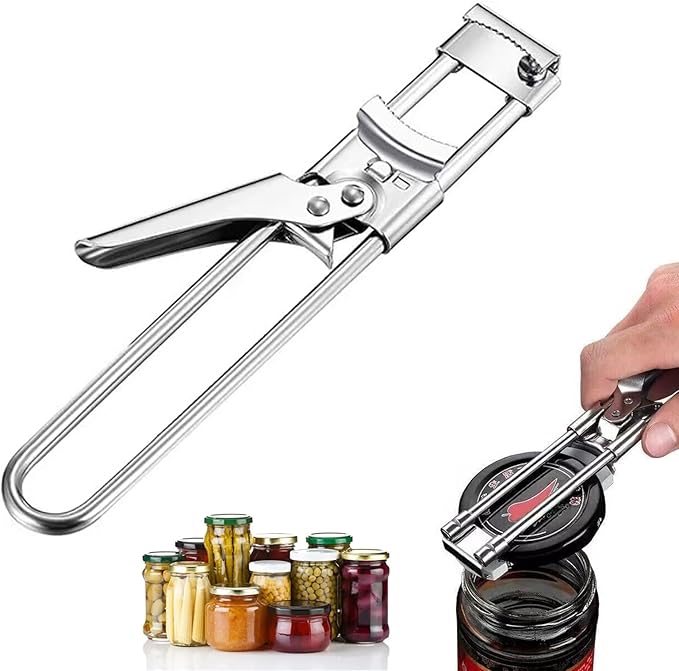 2026 Upgrade Adjustable Stainless Steel Jar Opener, New Jar Opener for Weak Hands, Multifunctional Lid Gripper & Bottle Opener with Handle, Easy-Open Kitchen Tool for Seniors and Kids (1 Pc)