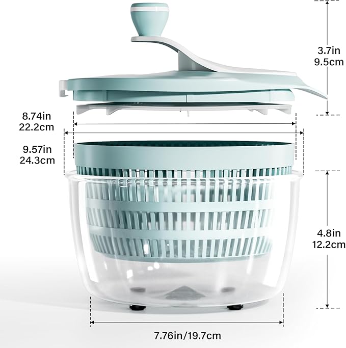 Salad Spinner,4.24Qt,Multi-Use Lettuce Spinner,Vegetable Dryer,Fruit Washer,Non-Slip Base,BPA-Free,Kitchen Gadget,Green