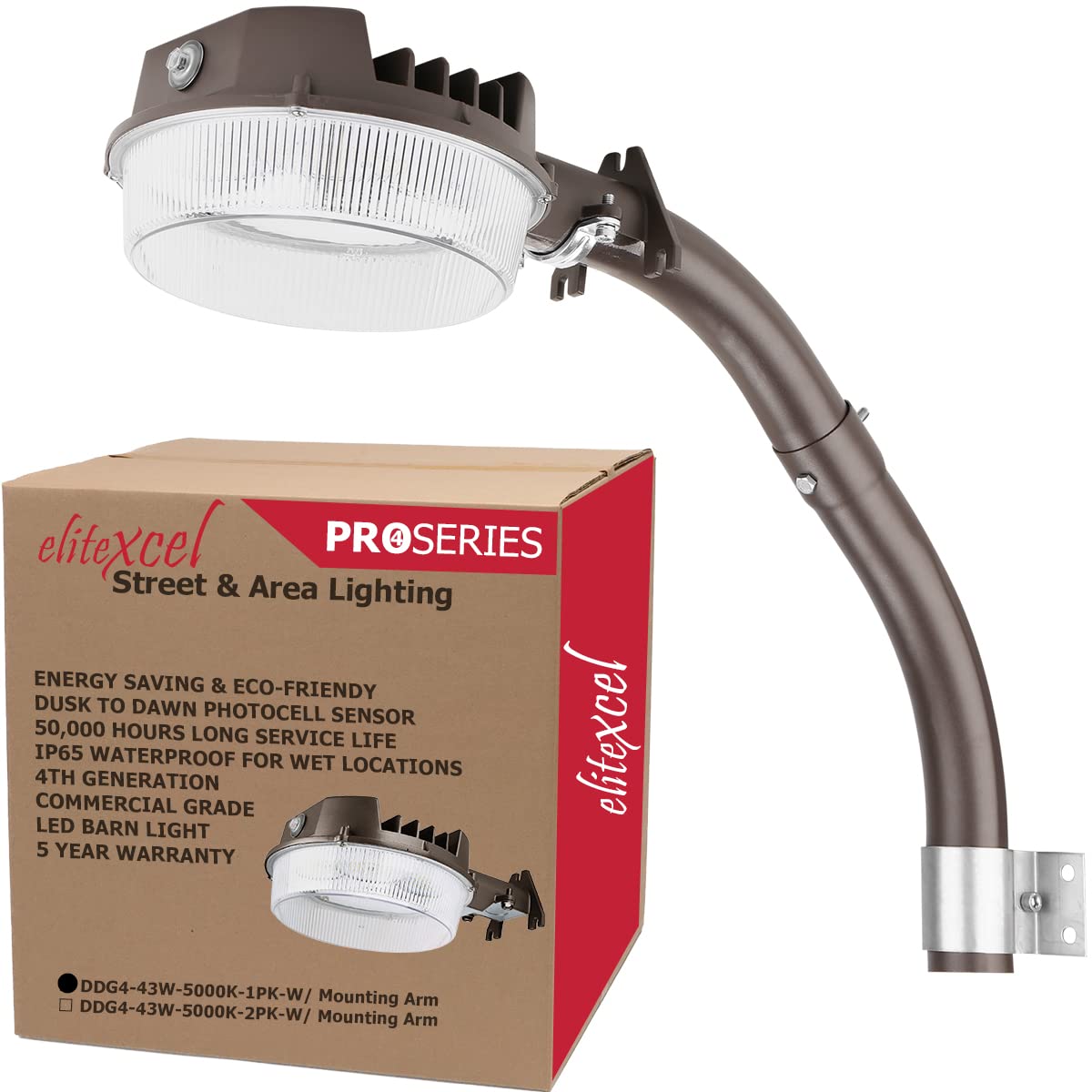 high-standardxcel 43W Led Barn Light - 5000Lm, 5000K Daylight, Dark Bronze, Waterproof, Model Efmg443W12V50Kdp1A
