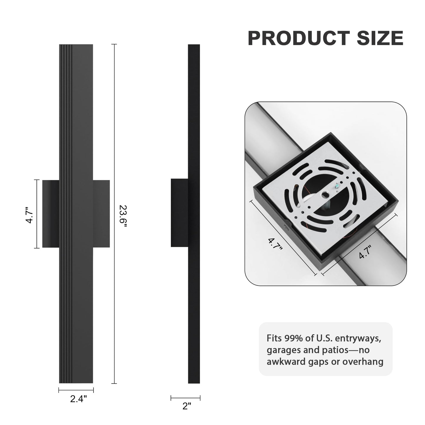Lamqee 23.6 In Aluminum Long Outdoor Wall Light  3000K 1600Lm Integrated Led Waterproof Ip65  Linear Modern Exterior Lighting Fixtures Wall Mount Outside Sconce For House Porch Patio Garage Front Door