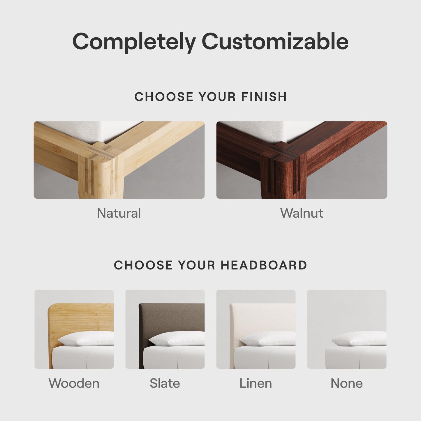 Nectar Bamboo Platform Bed Frame - Full - Natural - Floating Center Support Legs - 12” Height - Easy Tool Free Set Up - Contemporary and Durable - Sturdy Wooden Support Slats - Holds Up to 800 Pounds