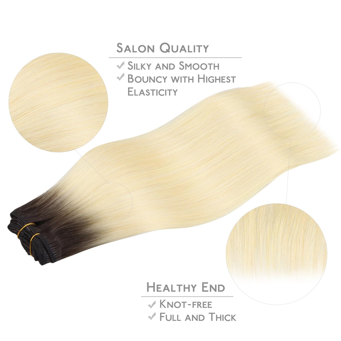 WENNALIFE Clip in Hair Extensions, 20 Inch 120g 7pcs Clip in Hair Extensions Real Human Hair, Ombre Light Dark Brown to Platinum