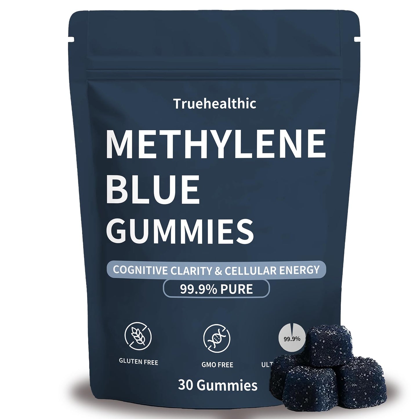 Truehealthic Methylene Blue Gummies, 5mg of Methylene Blue Per Gummy for Sustained Energy, Mental Clarity, Lifted Mood, 99.9% Pure, 30 Gummies (1Pc)
