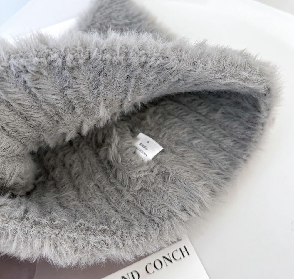 Women Winter Y2K Cute Cat Ears Hats Slouchy Plush Knitted Beanie Snow Ski Hat Fuzzy Warm Crochet Skull Cap 2025