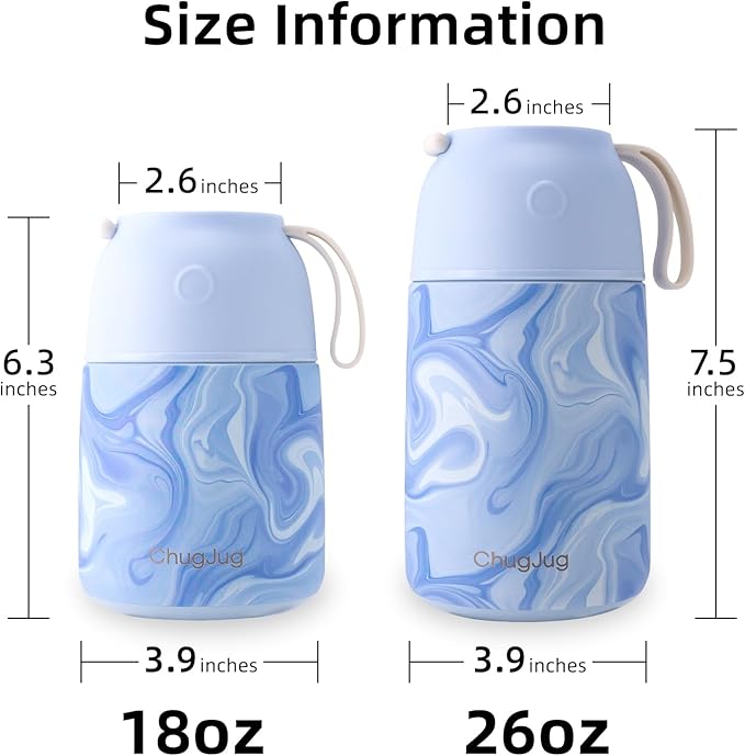 Thermo for Hot Food for Adults Kids | Wide Mouth, 26 oz Insulated Food Jar with Spoon, Leakproof Soup Thermo for School Office Travel, Thermal Steel Lunch Container Easy to Carry (Blue)