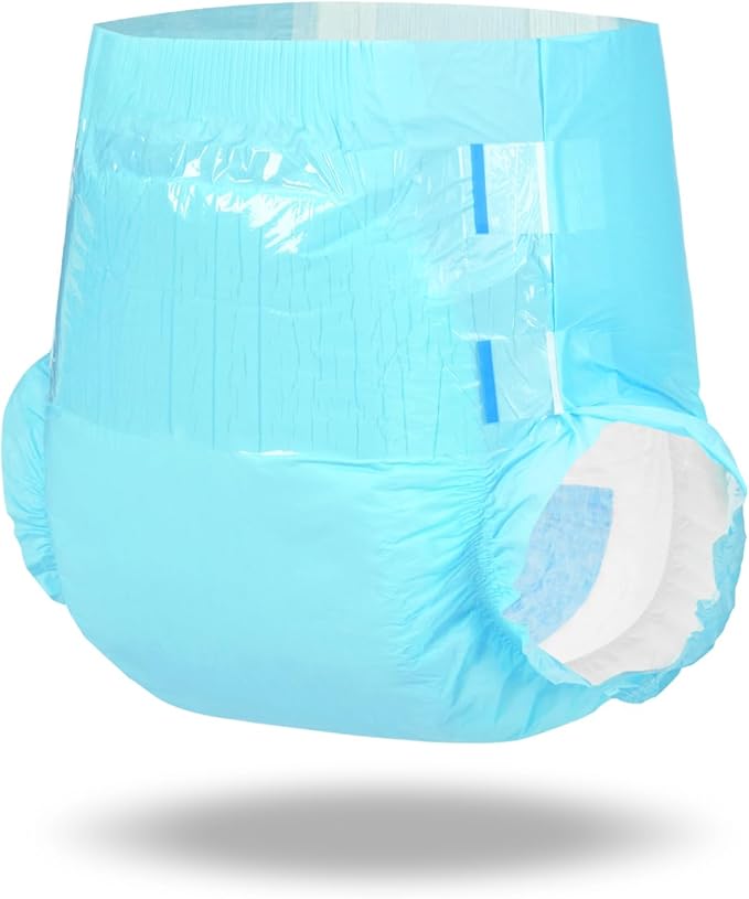 Littleforbig Adjustable Tapes Adult Diaper 2 Pieces - ABDry Ultra Absorbent Diapers Blue (Medium 28"-38")