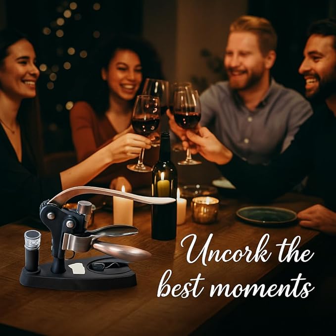 Cork Screw Wine bottle opener - 7 accessories in a premium box - Sturdy Rabbit Wine Opener Manual - Foil Cutter - Extra Spiral - Bottle Stopper - Drip Ring - Aerator Pourer – Opener Lever