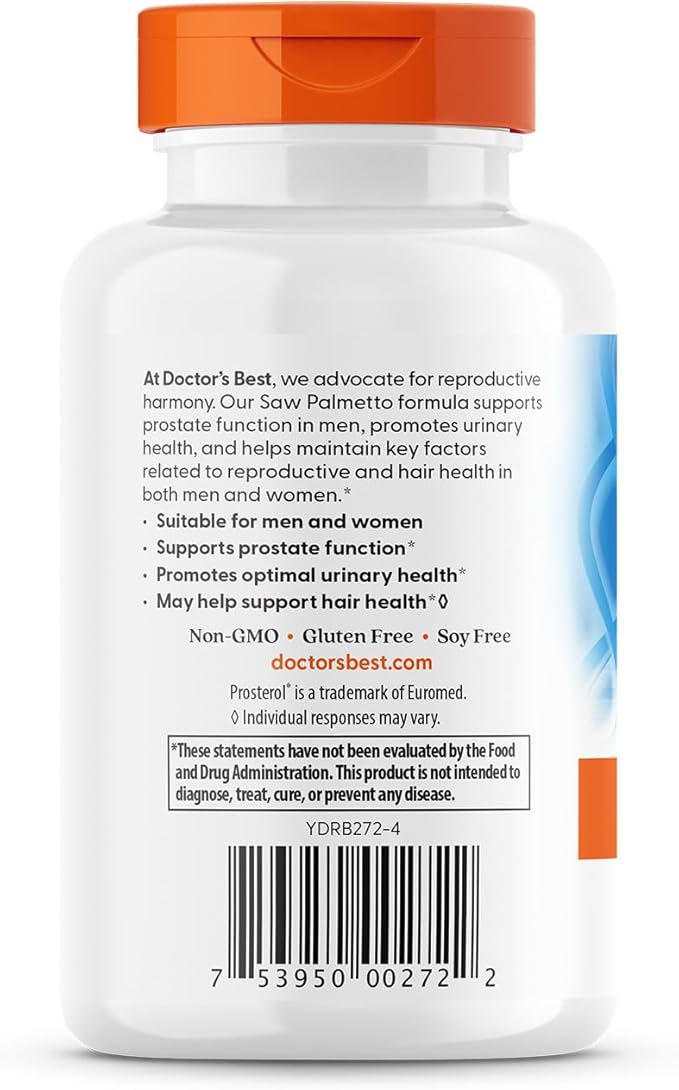 Doctor's Best Saw Palmetto 320 Mg Softgels, 180 Count