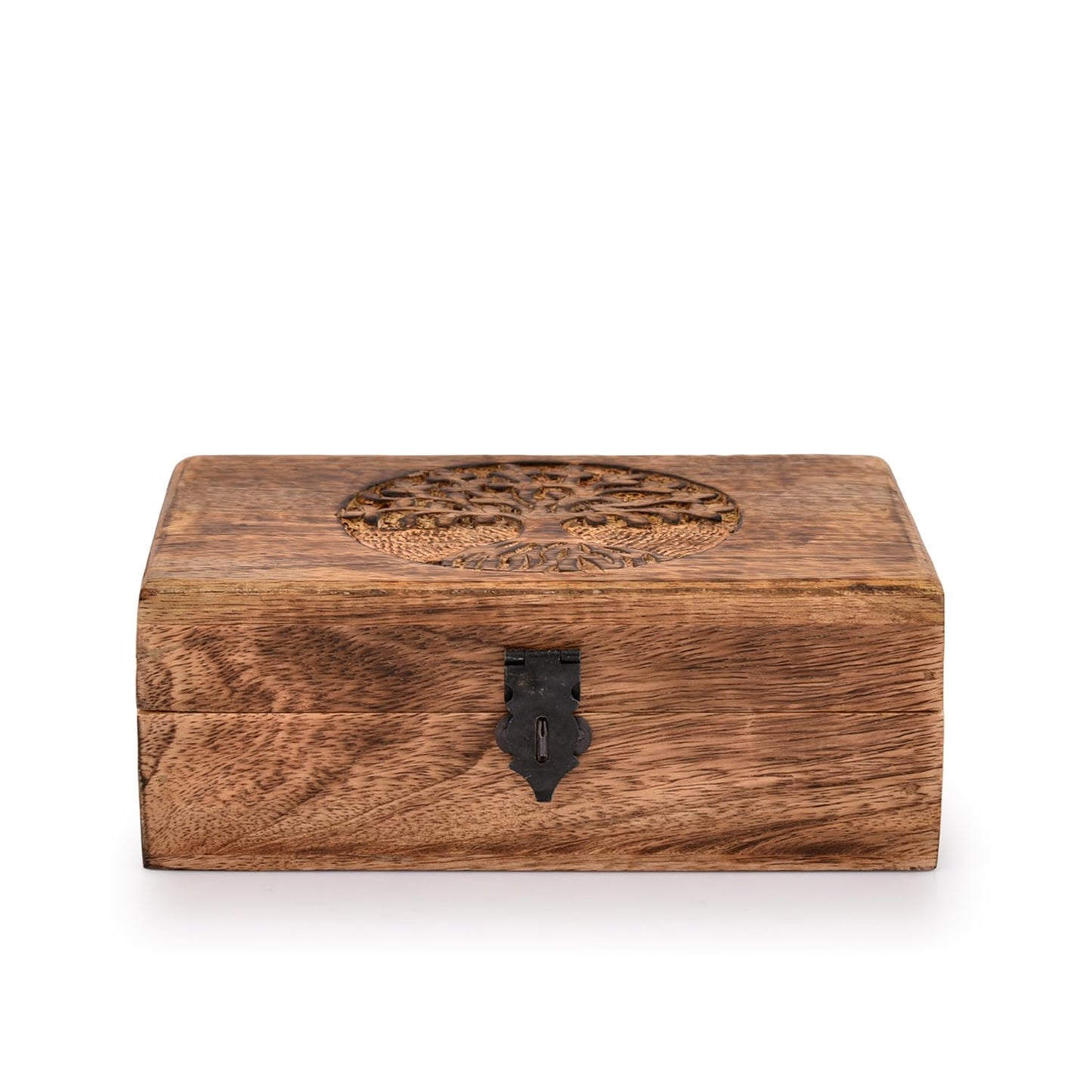 Samhita Handmade Mango Wood Tree of Life Engraving Beautifully Keepsake Box Jewellery Organiser Unique Gift Ideas for Men & Wome