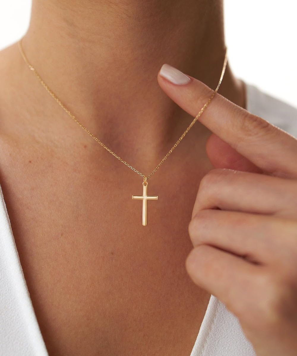 Bheop Cross Necklace for Women Trendy 14K Real Gold Plated Dainty Cross Pendant Choker Faith Charm Necklaces Simple Cute Religio