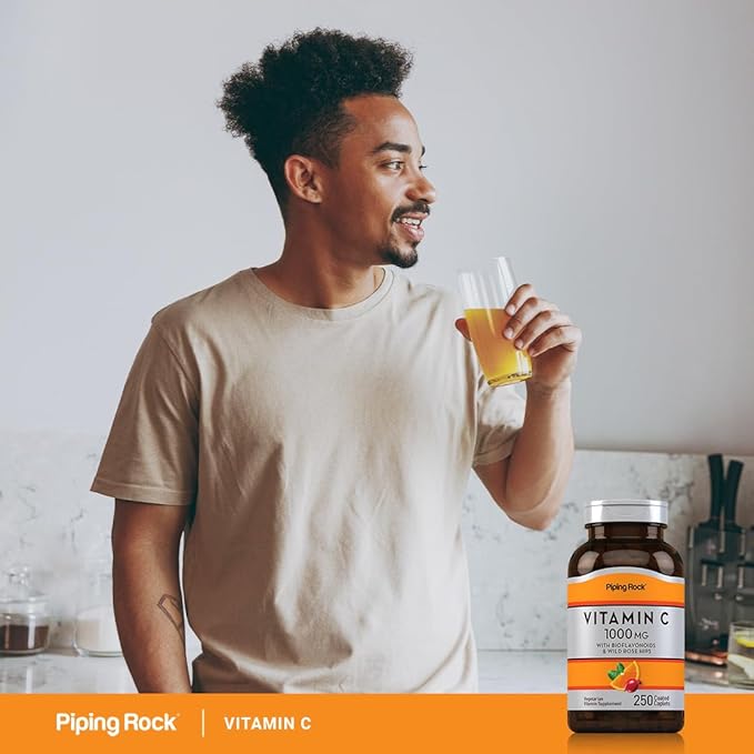 Piping Rock Vitamin C 1000mg | 250 Caplets | with Bioflavonoids & Rose HIPS | Vegetarian, Non-GMO, Gluten Free Supplement