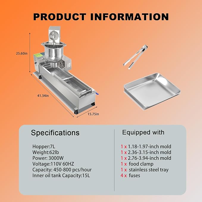 Commercial Single Row Mini Donut Maker Machine,Frying Donuts Maker,Automatic Doughnut Maker, For Restaurant, Bakery, Party, Dessert Shop, 450-800 Pcs/Hour