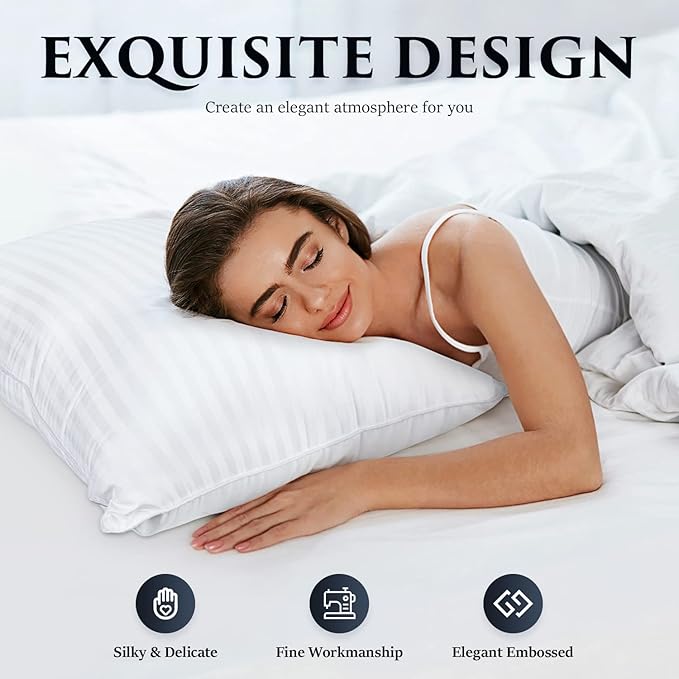 COZSINOOR Bed Pillows for Sleeping [Pack of 2] Cozy Dream Series Hotel Quality Pillows Premium Plush Fiber, Breathable Cooling Cover Skin-Friendly for Side Back and Stomach Sleepers (Standard Size)