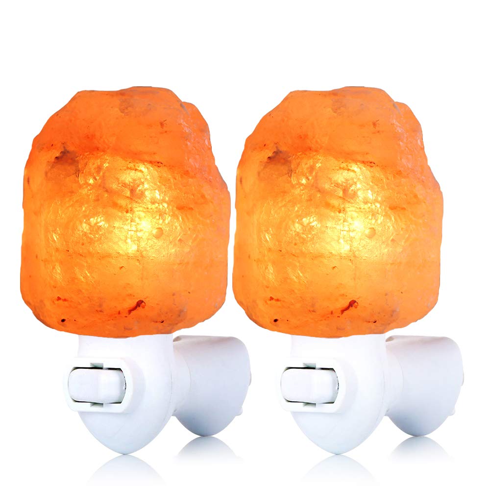 Pursalt Himalayan Salt Lamp Night Light, 2 Pack Natural, Pink Crystal Rock, 360° Rotatable Wall Plug, Model Psuswlb1P12P-N, Extra Bulbs Included