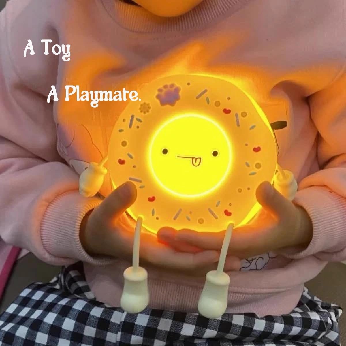 Yenergy Cute Donut Night Light - Silicone Kids Rechargeable Adjustable  Contact Switch Room Decor Gift (White)