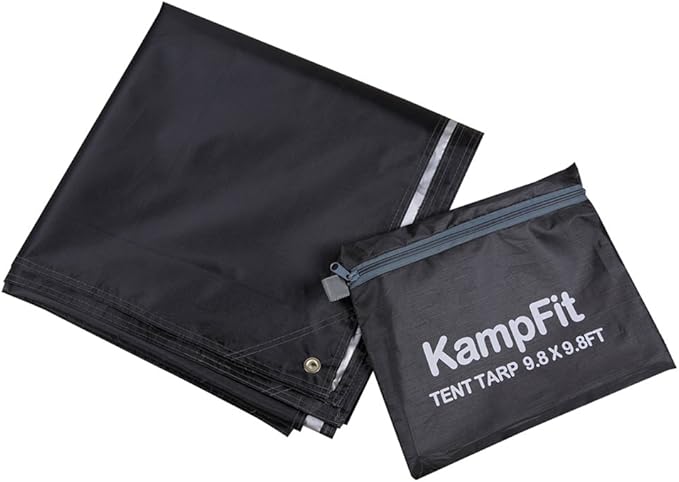 9.8'x9.8' Waterproof Tent Footprint Camping Tarp with 6 Pcs Ultralight Tent Stakes
