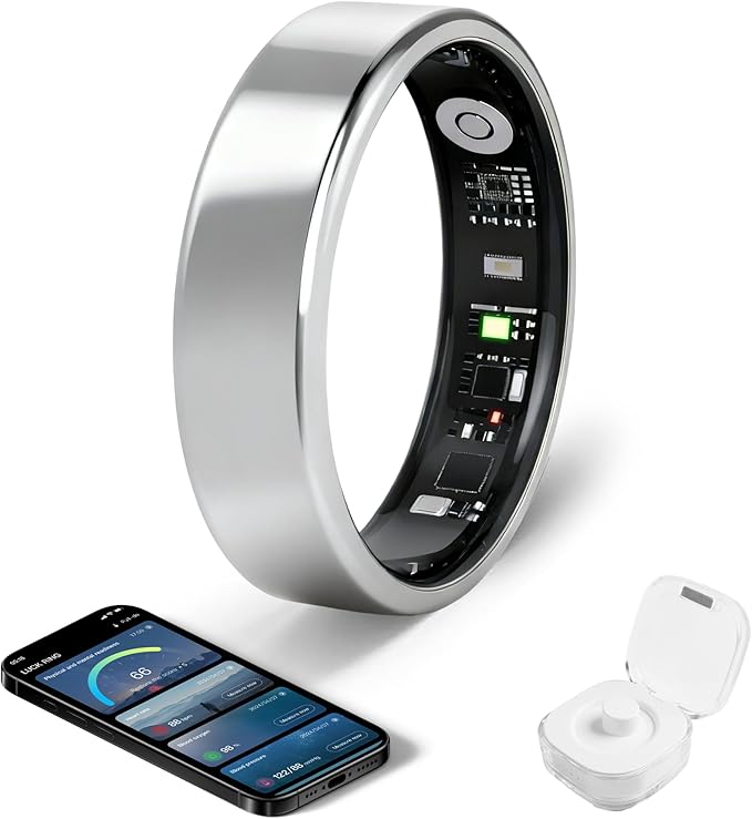 Smart Ring - Free Heart Rate SpO2 Sleep Tracker | No Subscription | IP68 Waterproof Fitness Tracker | 24/7 Activity Monito...