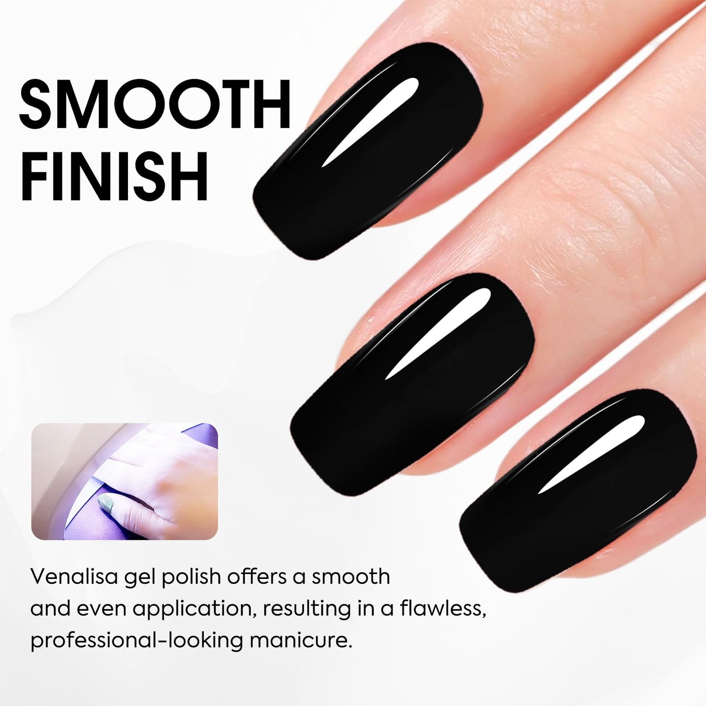 VENALISA Black Gel Nail Polish 1 Pcs 12ml Black Color Gel Polish UV Soak Off Salon Manicure DIY at Home Nail Art For Girls Women