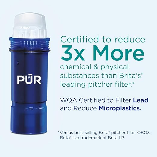 PUR PLUS 30-Cup Water Filter Dispenser with 1 Lead-Reducing PUR PLUS Filter, Dishwasher Safe, Powerful Filtration, Large Capacity with Slim, Space-Saving Design, White (DS1811Z)