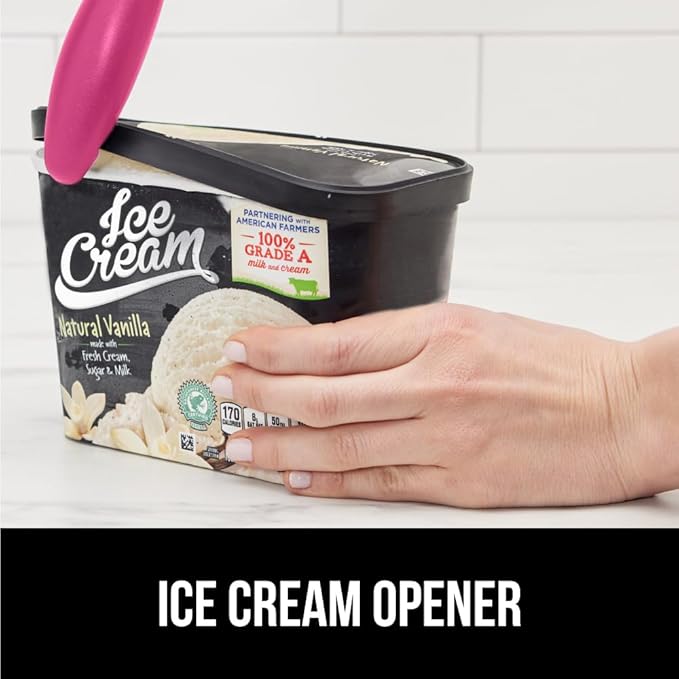 GORILLA GRIP BPA-Free Heavy Duty Ice Cream Scoop, Comfortable Ergonomic Handle, Professional Grade Scooper, Perfect Round Scoops, Spoon Frozen Hard Gelato, Sorbet, Cookie Dough, Kitchen Tool, Hot Pink