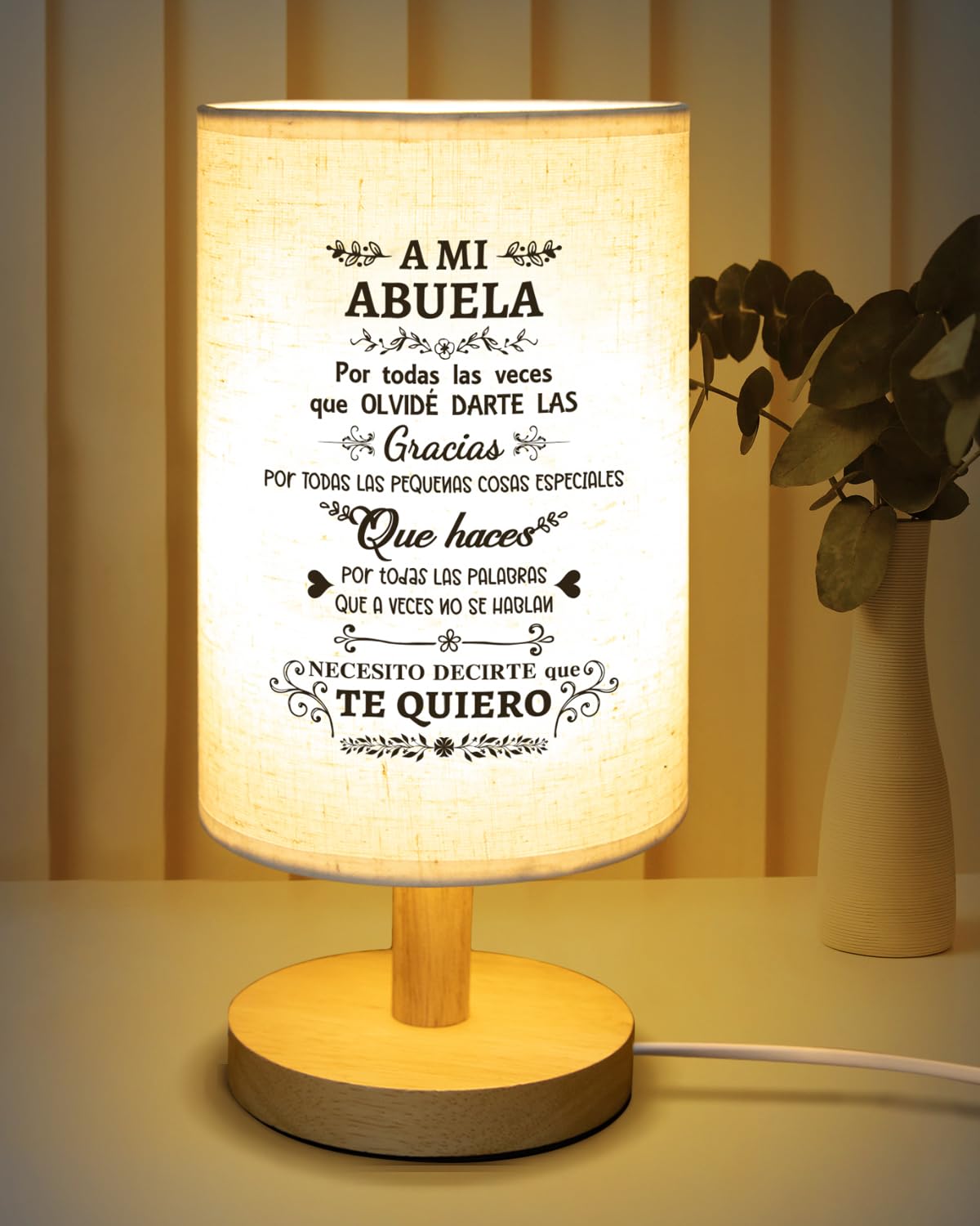 Calibron Fabric Lamp for Grandma, White, Abuelita Birthday Gift, Model KKYXYMTDX0228
