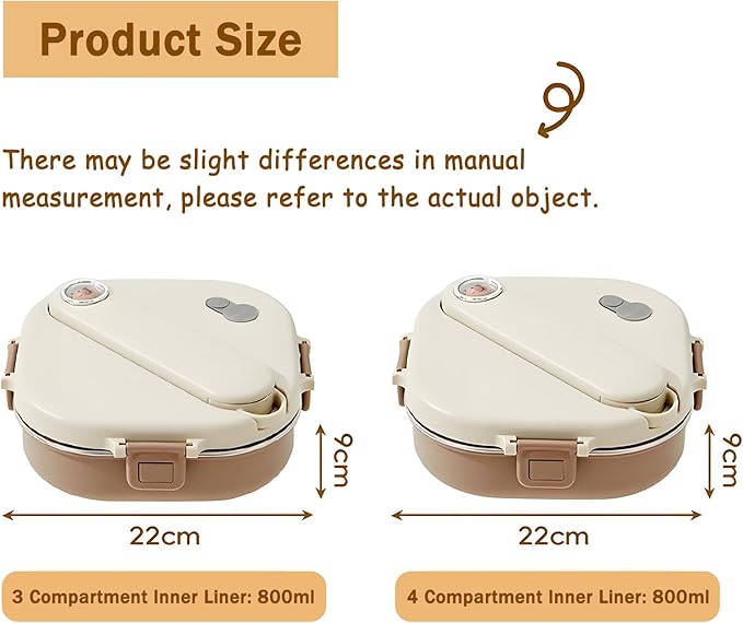 Stainless Steel Bento Box, 800ml Leakproof Lunch Box, Easy To Open And Close, Food Storage Container For Outings, Picnics, And Travels (4 Compartments)