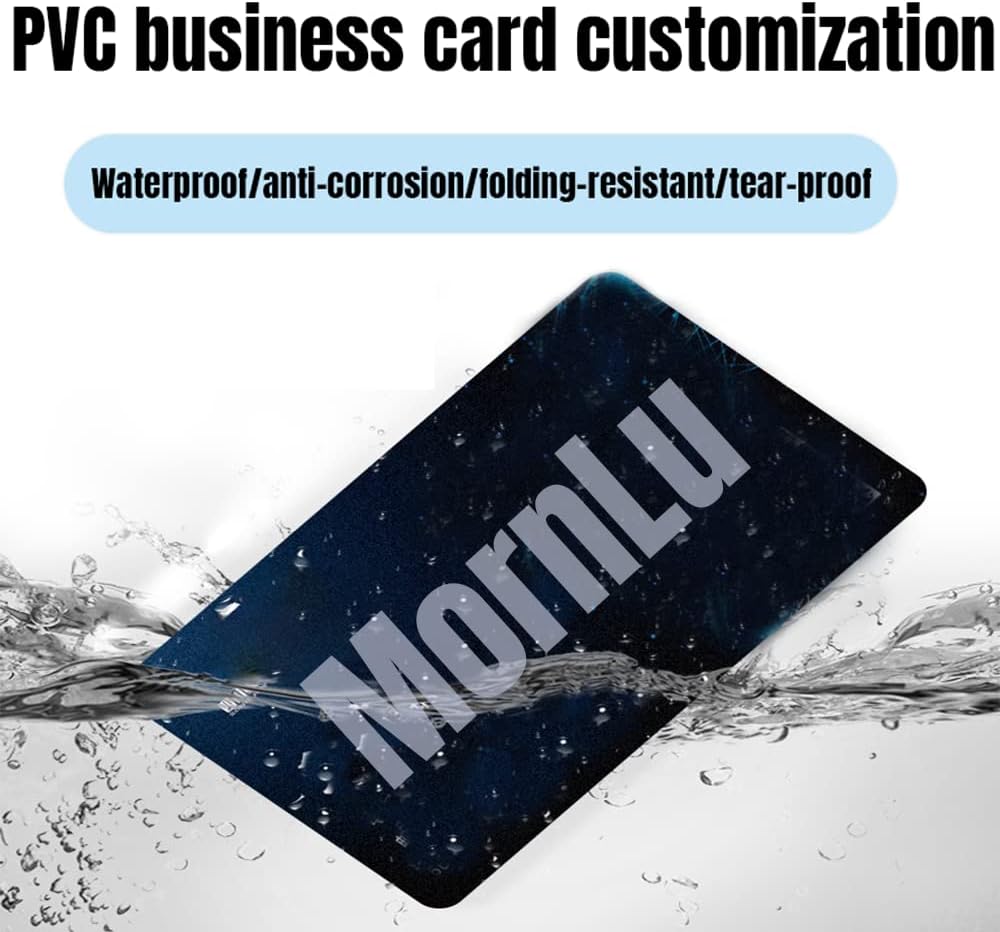1000Pcs Custom Business Cards PVC Waterproof Add Photo/Text/Logo Print Your Own Business Cards Personalized Double-sided Printed Glossy Matte Frosted 0.38mm Thicknes