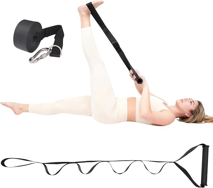 Elastic Yoga Strap with Multiple Loops for Leg & Back Stretching, Aids Rehab, Mobility & Post-Workout Recovery
